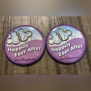 Walt Disney World Happily Ever After Button Pins Lot of 2 Brand New